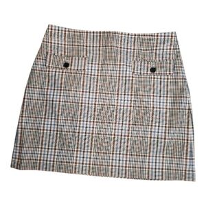 Loft Plaid Mini Skirt 10 Classic Preppy  Office Casual Lightweight Faux Pockets
